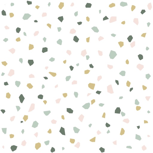 [139033] Papel tapiz terrazo blanco, rosa suave y menta verde 156139033 156-139033